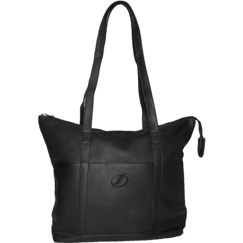 NHL Tampa Bay Lightning Pangea Black Leather Women's Tote