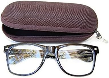 New Vintage Buddy Wayfarer Style Glasses w/Zippered Sunglasses Case - (Assorted Colors), white