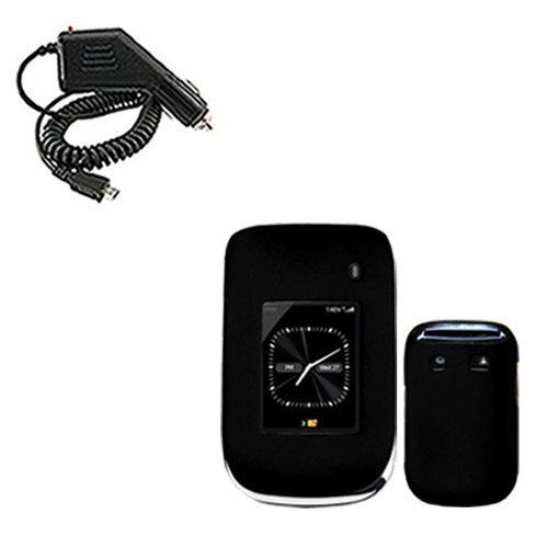 iNcido Brand Blackberry Style 9670 Combo Rubber Feel Black Protective Case Faceplate Cover + Rapid Car Charger for Blackberry Style 9670