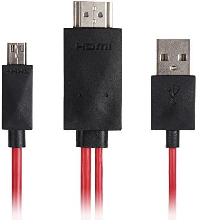 Fintie 6.5 feet MHL 11 Pin Micro USB to HDMI Adapter Cable with Integrated USB Charging Cable for Samsung Galaxy S5, S4, S3, Note 3, Note 2, Galaxy Tab 3 8.0, Tab 3 10.1, Tab Pro 8.4, Tab Pro 10.1, Note 8, Note Pro 12.2, Tab S 8.4, Tab S 10.5