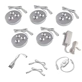 5 Piece Cree Dimmable LED Puck Light Kit - neutral white - aluminum finish