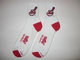 CLEVELAND INDIANS Teen & Adult Acrylic and Stretch Nylon Logo CREW SOCKS (SIZE 8-13)
