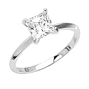 14K White Gold Solitaire Princess CZ Cubic Zirconia High Polish Finish Ladies Wedding Engagement Ring Band