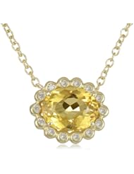 Suzy Landa 18k Yellow Gold Oval Beaded Basket Beryl and Diamond Pendant Necklace