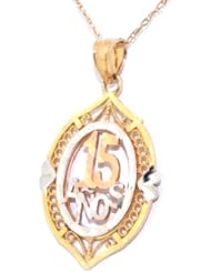 14K Tricolor Gold 15 Años Charm