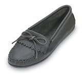 Deerskin Soft-T Moccasins by Minnetonka in Black