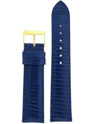 12mm Watch Band Genuine Lizard Blue Quick Release Built-in Pins Gold-tone Buckle