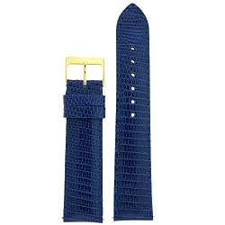 Watchband Genuine Lizard royal Blue 22mm