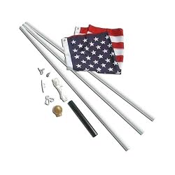 American Flag Kit -3ftx5ft US Flag with 12ft Flagpole White Titan