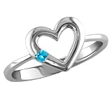 14k White Gold Sky Blue Topaz Heart Ring, Size 7