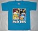 Angry Birds Faces Tee T-shirt Child Sized Teal Blue Large 6-7