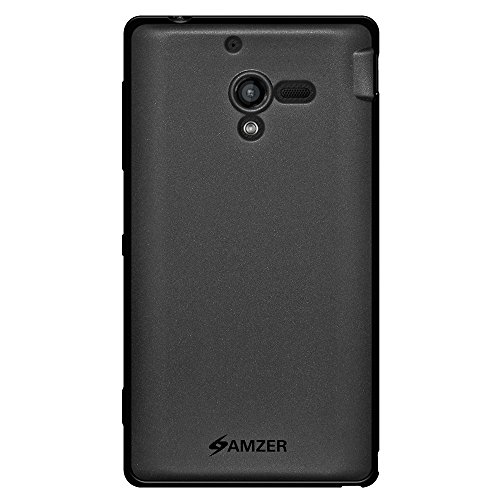 Amzer AMZ95690 Dual Tone TPU Hybrid Skin Fit Case Cover for Sony Xperia ZL L35a - 1 Pack - Retail Packaging - Black