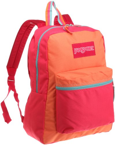 JanSport Superbreak Colorblock Classics Series Daypack (Majestic Pink/Orange Punch)