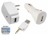 Search : 3-in-1 Charging Kit "1000mA" for 2 Gen Apple iPod Shuffle, Includes USB adapter, USB Wall Charger, USB Car Charger + DBROTH Microfiber Cleaning Cloth