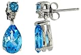 14k White Gold Pear-shaped Diamond Dangle Earrings, w/ 0.50 Carat Brilliant Cut Diamonds, 1 7/8
