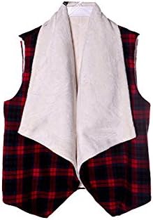 Girls Suede Contrast Vest, Plaid