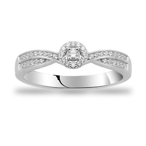 Womens 10k White Gold Engagement Ring (1/5 cttw I-J Color, I2 Clarity), Size 8