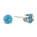 14K White Gold Swiss Blue Topaz Stud Earrings