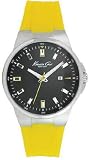 Kenneth Cole en caoutchouc sangle jaune Date de Dial Black montre KC1672 hommes