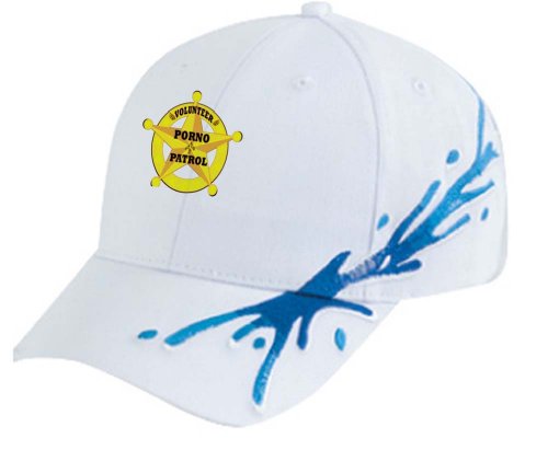 VOLUNTEER PORNO PATROL White Splash Hat / Baseball Cap