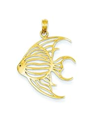 14K Gold Polished Cut-Out Angelfish Pendant Jewelry