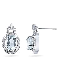 1/4 (0.21-0.27) Cts Diamond & 1.74-2.31 Cts of 8x6 mm AA Oval Aquamarine Earrings in 14K White Gold