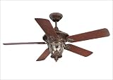 The Acropolis Ceiling Fan - Bark & Gold Finish : Clear Seeded