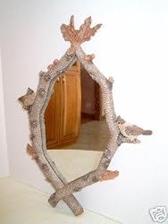 Resin Wall Mirror With Bird Wildlife Twig Motif