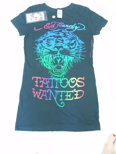 Ed Hardy True Till Death Eagle and Heart Tatoo Tunic Shirt in Black, size M