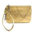 Coach Jewel Lozenge Gold Metallic Leather Wristlet 43304