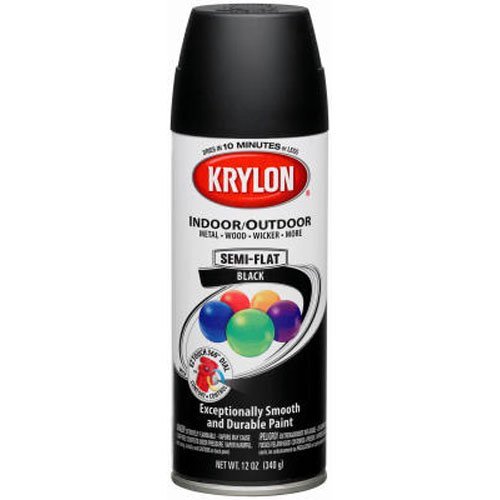 Krylon 53565 SemiFlat Black Interior and Exterior Decorator Paint 12