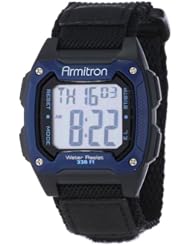 Armitron Unisex 40/8263BLU Black Velcro Strap Square Blue Digital Chronograph Watch