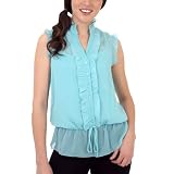 A. Byer Juniors' Solid Chiffon Ruffle Top