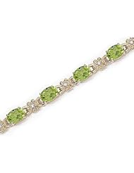14kt Yellow Gold Oval Peridot and Diamond Bracelet