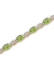 14kt Yellow Gold Oval Peridot and Diamond Bracelet