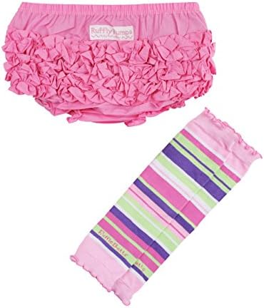 Ruffly Rumps Infant / Toddler Girls' Pink Ruffled Bloomers &amp; Striped Legwarmer Set - Pink - 18-24m