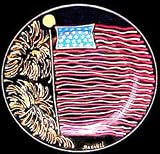 America's Flag Design - Hand Painted - Platter/Serving Plate - 13 inch diameter