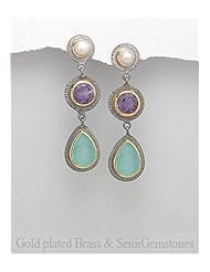 Fresh Water Pearls Earrings In Brass