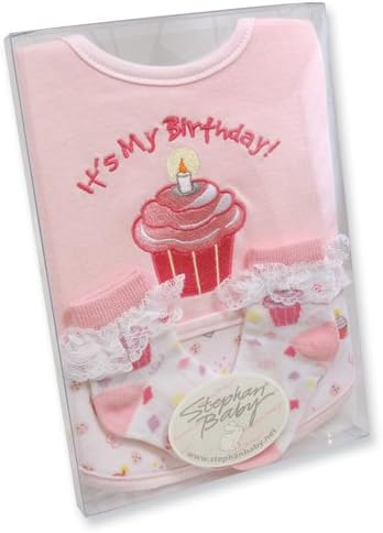 It's My Birthday Bib and Sock Set-Pink