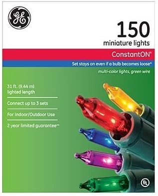 GE 150ct ConstantOn Colored Miniature Christmas Lights by NICOLAS HOLIDAY INC