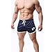 OuBER Men's Fitted Shorts Bodybuilding Workout Shorts 58 Print (Blue,XL)