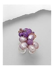 Plum (Natural) Fresh Water Pearl Ring In White Base