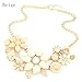 BeOne Temperamental Bohemia Style Flower Shaped CZ Rhinestone Bubble Bib Choker Statement Chain Necklace