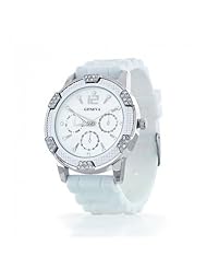 Bling Jewelry Womens Crystal All White Dial Silicone Rubber Watch