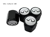 AGT Aluminum Black Valve Caps Tire Cap Stem for Infiniti Wheels (Pack of 4)