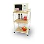 Small White Metal & Wood Portable Microwave Cart
