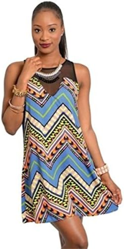Millibon Women's Tribal Chevron Mini Dress (Medium)