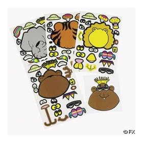 12 Sheets of Make Your Own Safari Animal Stickers