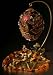 Free blown super thin glass floral red Fabergé egg decorated with real amber + stand, protective tube and present bag
