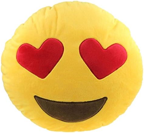 Lomoy 12.6" (32cm) Cute Soft Round Emoji Smiley Emoticon Yellow Travel Nap Pillow Sofa Cushion Stuffed Plush Emotion Adorable Baby Toys (Style-1)